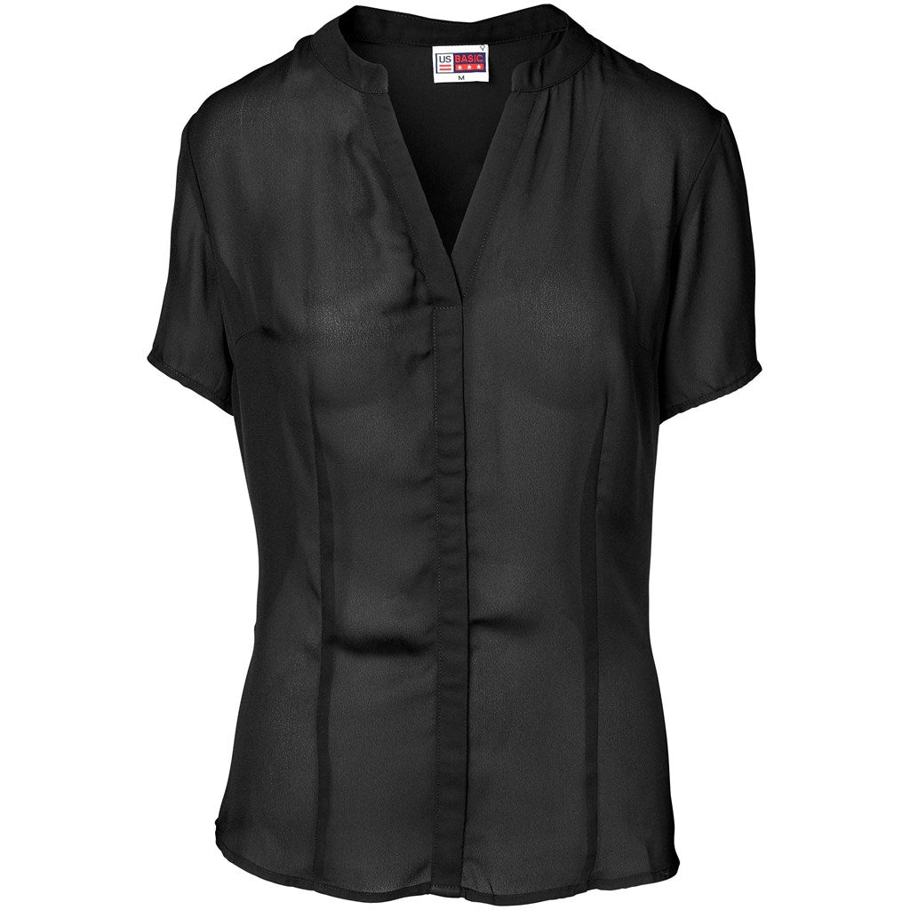 Ladies Short Sleeve Ava Blouse - BLACK