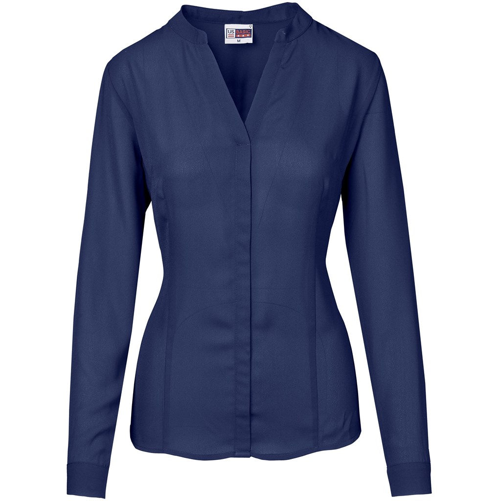 Ladies Long Sleeve Ava Blouse - NAVY