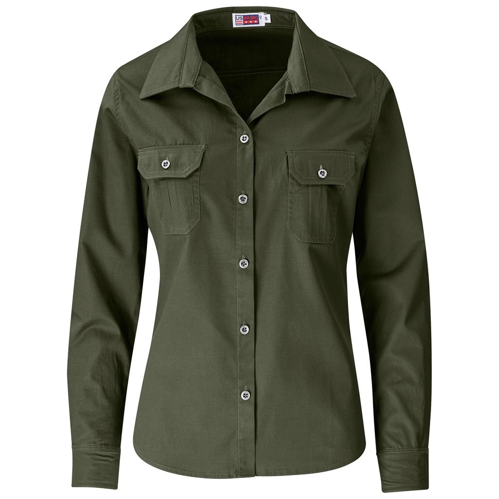 Ladies Long Sleeve Wildstone Shirt - MILITARY GREEN
