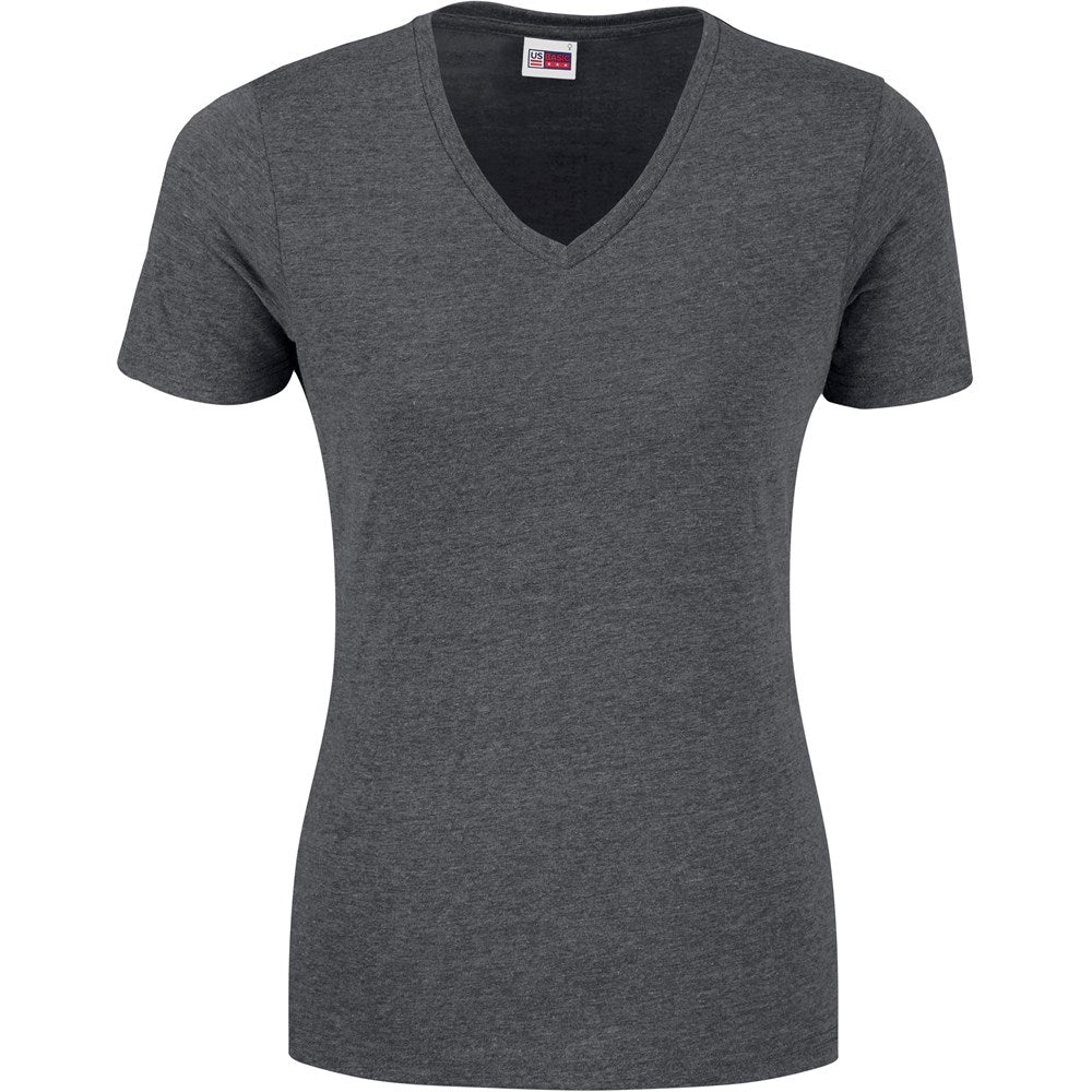 Ladies Michigan Melange V-Neck T-Shirt - DARK GREY