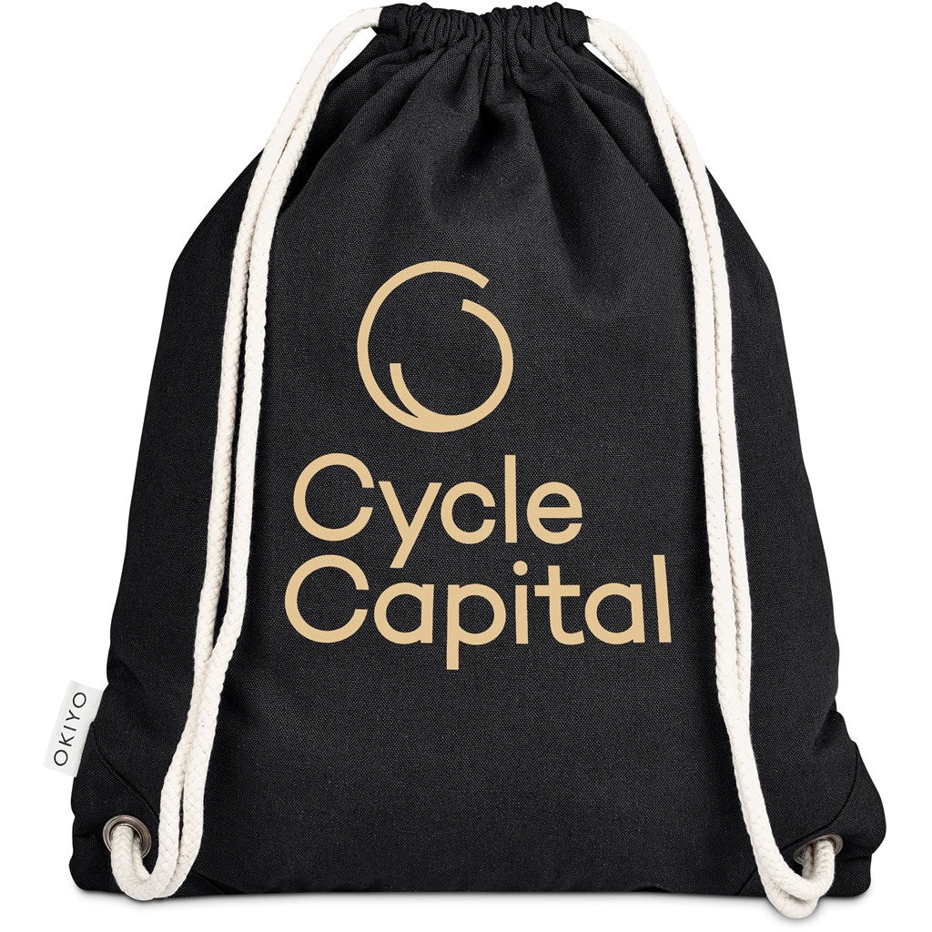 Okiyo Kinchaku Recycled Canvas Drawstring Bag - BLACK