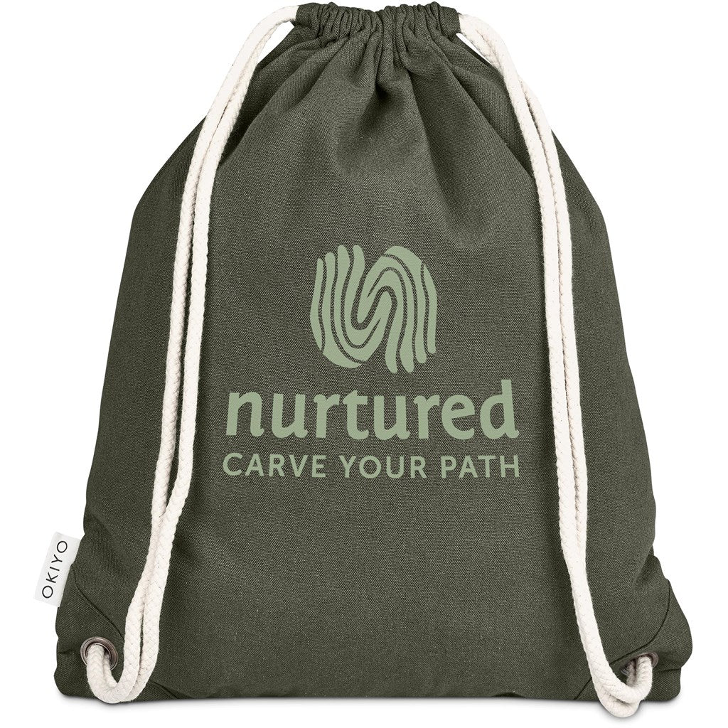 Okiyo Kinchaku Recycled Canvas Drawstring Bag - MILITARY GREEN