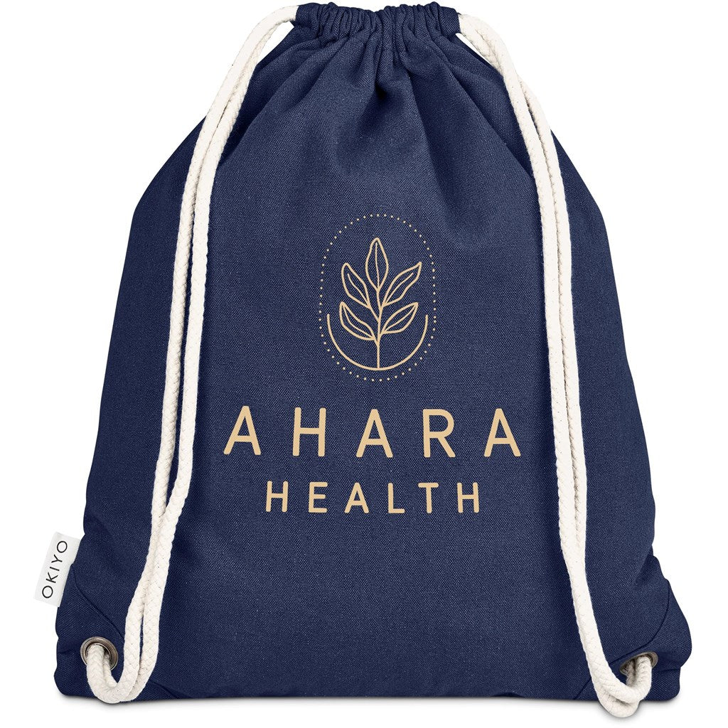 Okiyo Kinchaku Recycled Canvas Drawstring Bag - NAVY