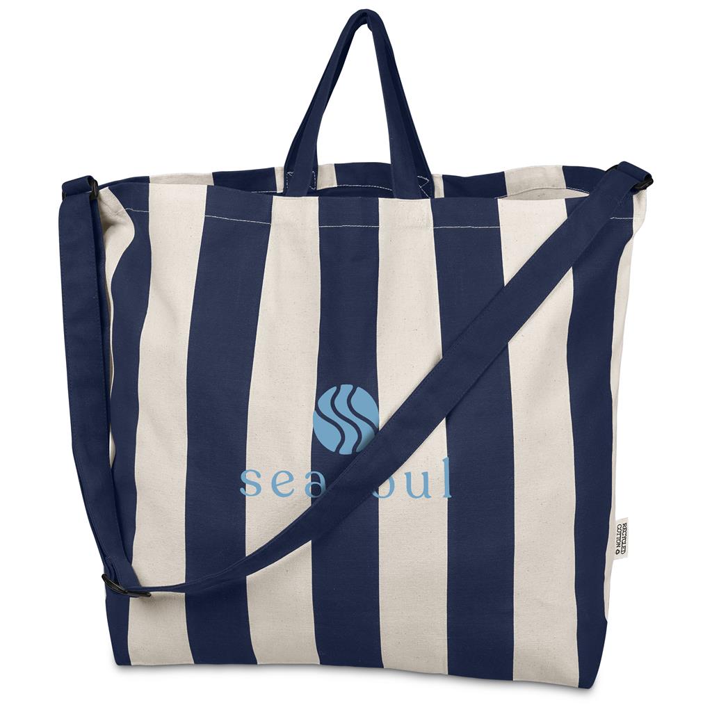 Okiyo Natsuri Recycled Cotton Canvas Large Beach Bag - NAVY