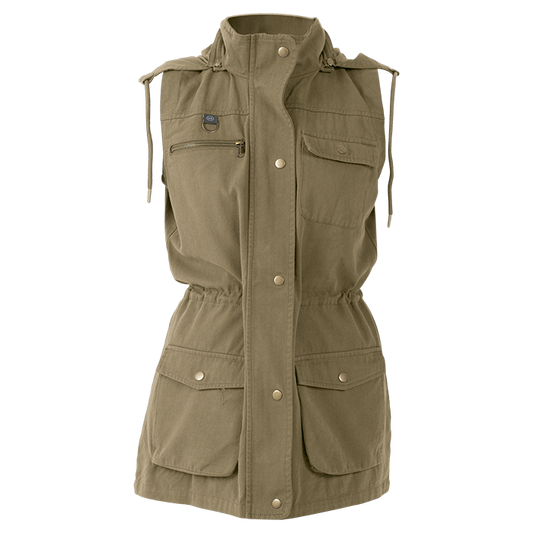 Heritage Sleeveless Utility Jacket Ladies - Khaki