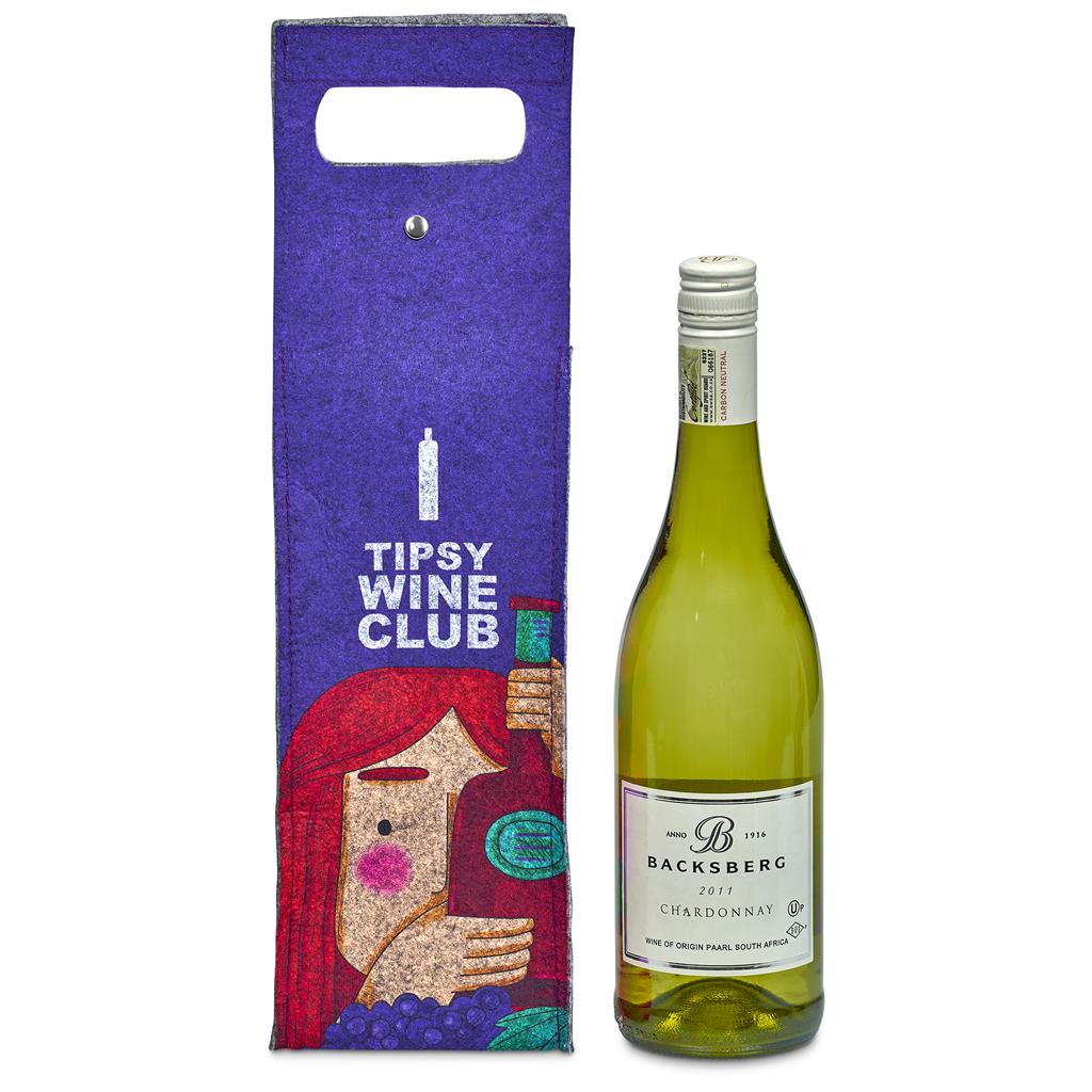 Hoppla Velto RPET Felt Single Wine Bottle Carrier