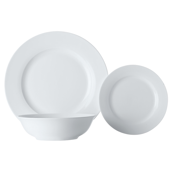 White Basics European Rim Dinner Set 18 Piece - White