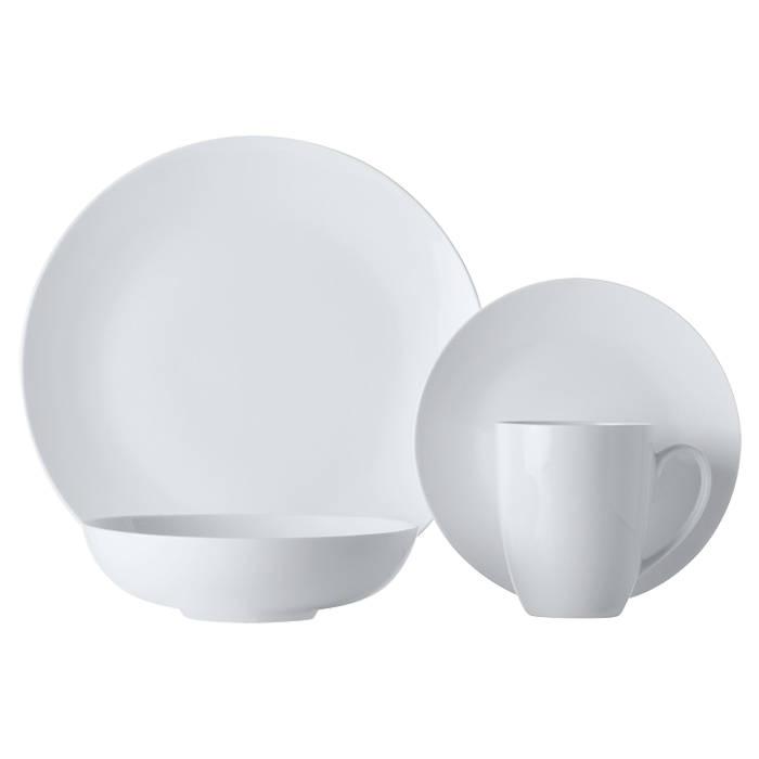 White Basics Fitzrovia Coupe Dinner Set 16 Piece - White