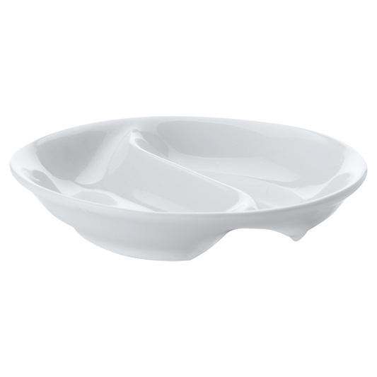 White Basics Round Divided Sauce Dish - White