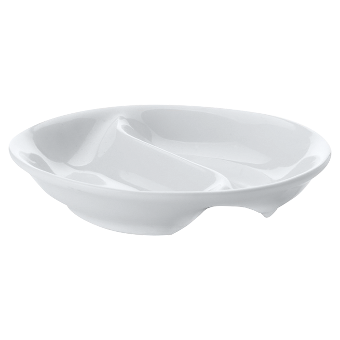 White Basics Round Divided Sauce Dish - White