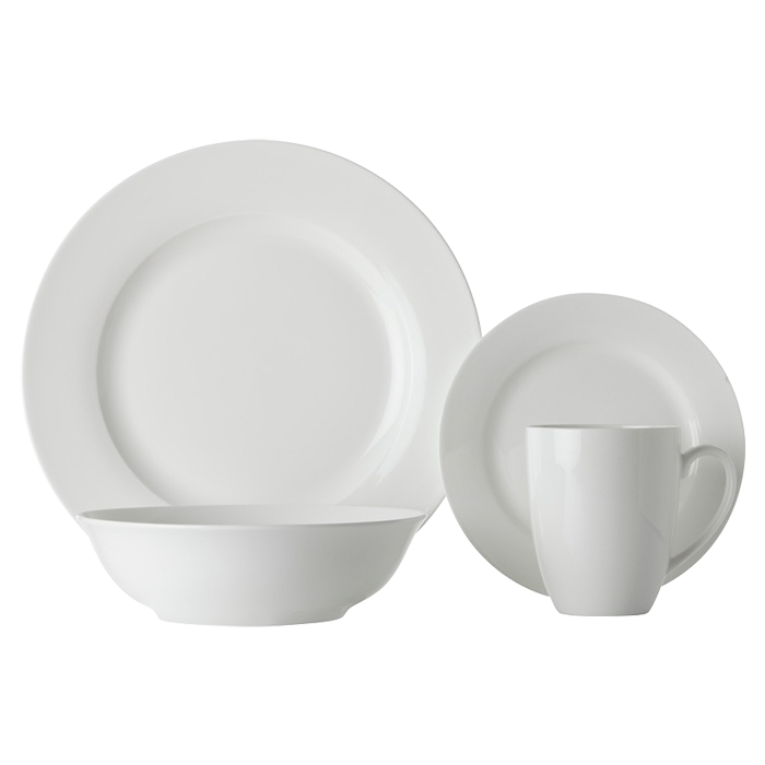 White Basics Soho Rim Dinner Set 16 Piece - White
