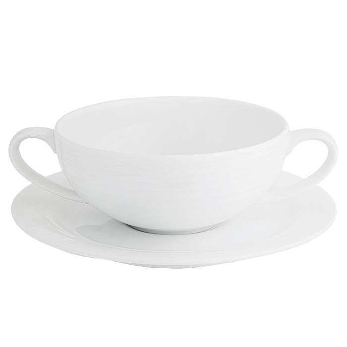 Arctic White Soup Cup and Saucer - White