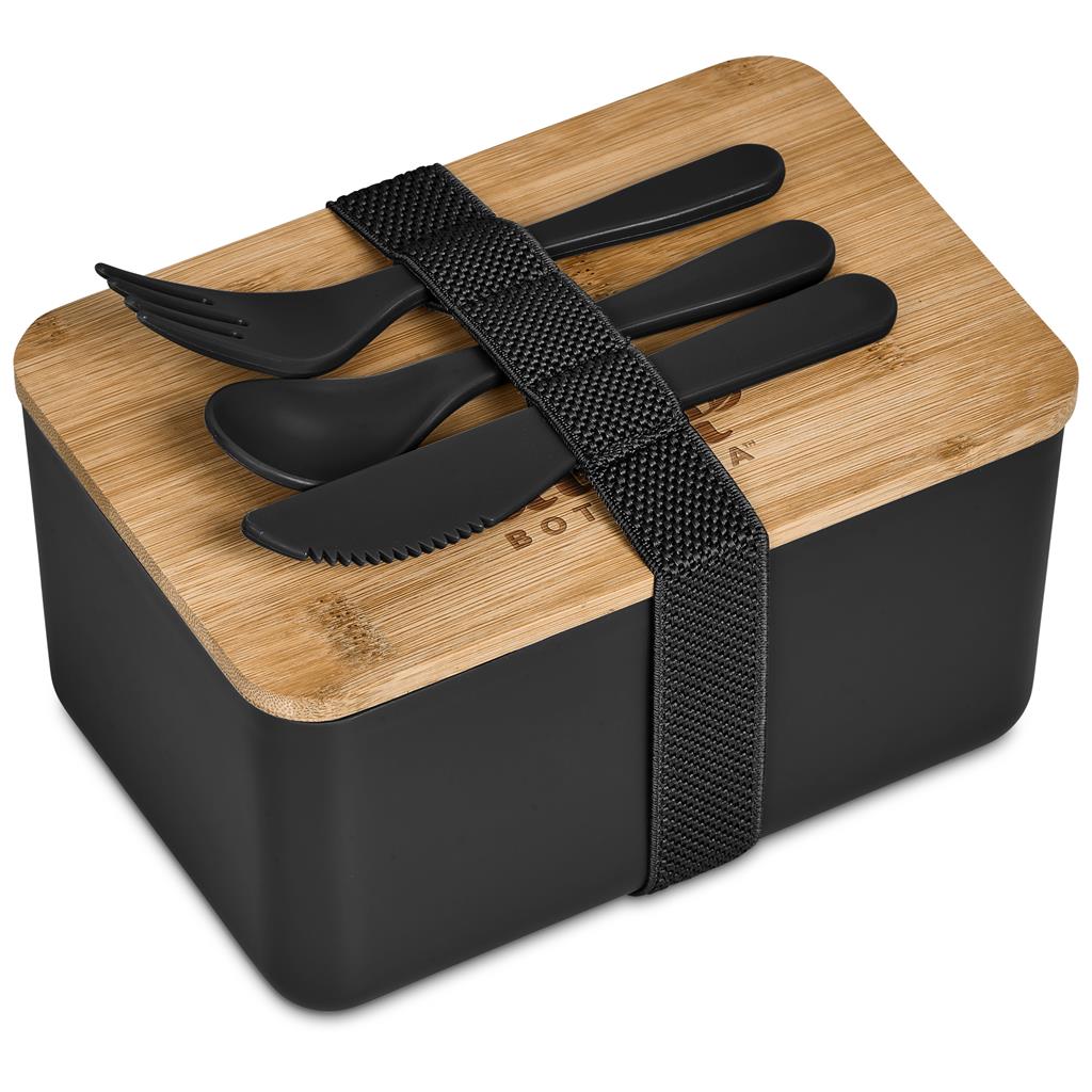 Okiyo Pasuta Recycled Plastic & Bamboo Lunch Box - BLACK