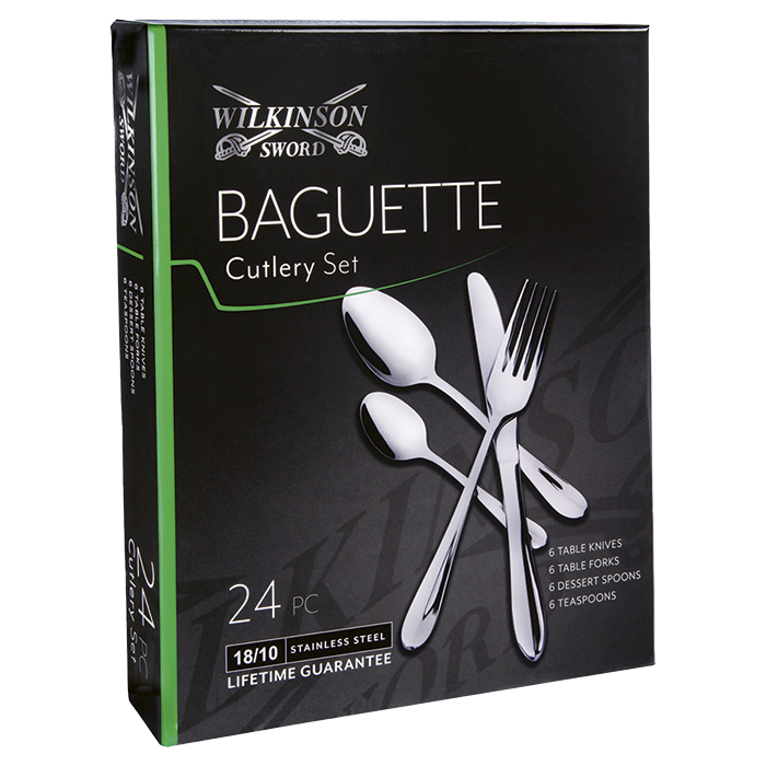 Baguette 24 Piece Cutlery Set - Silver