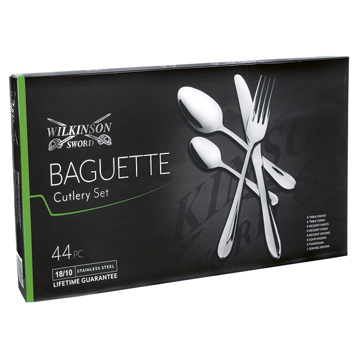 Baguette 44 Piece Cutlery Set - Silver