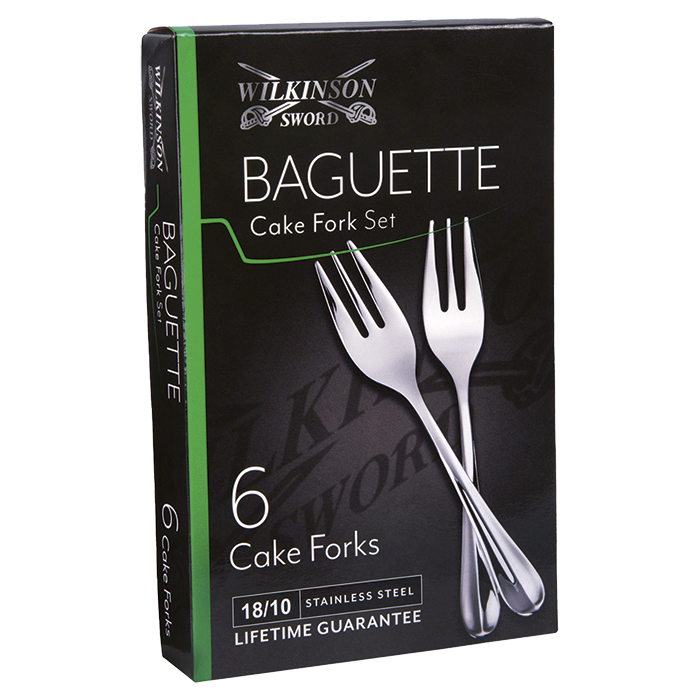 Baguette 6 Piece Cake Fork Set - Silver
