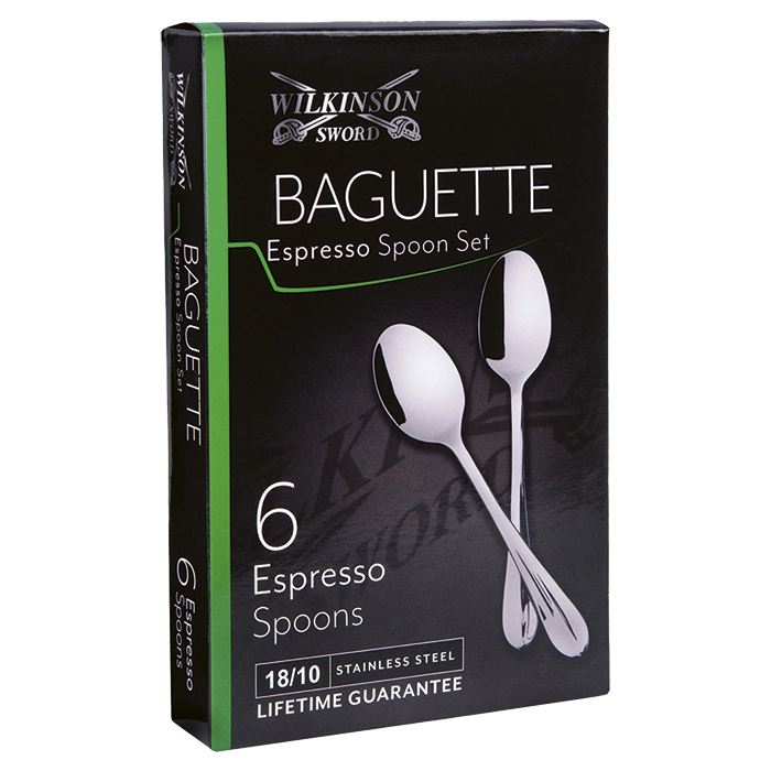 Baguette 6 Piece Espresso Set - Silver