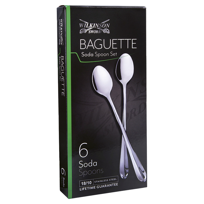 Baguette 6 Piece Soda Spoon Set - Silver