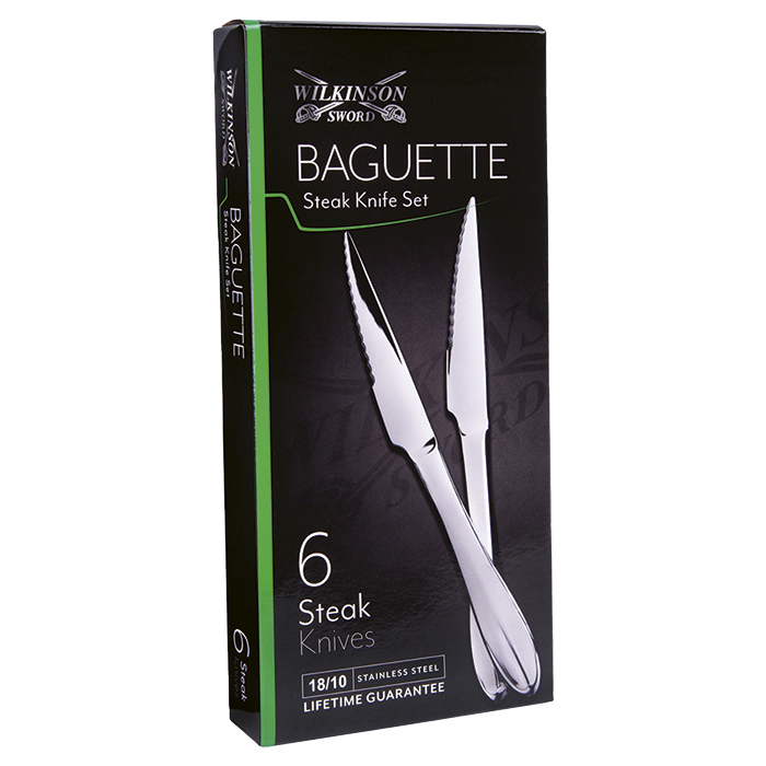 Baguette 6 Piece Steak Knife Set - Silver