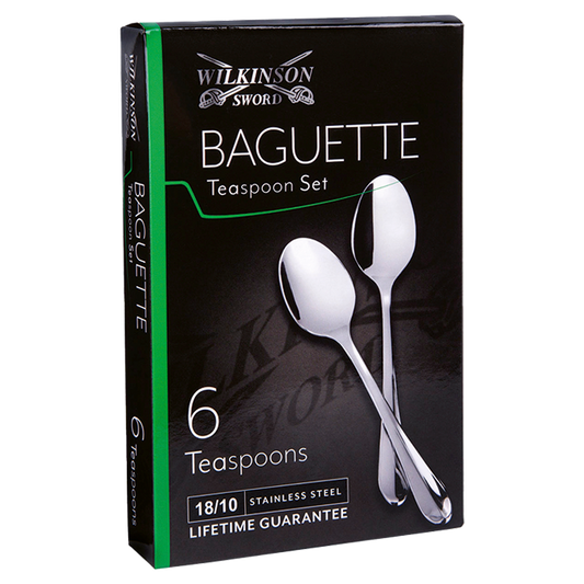 Baguette 6 Piece Teaspoon Set - Silver