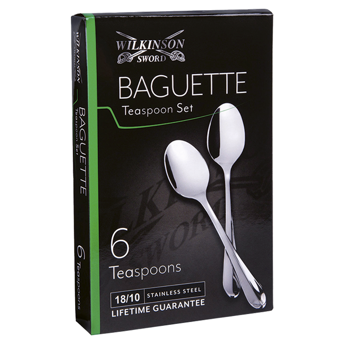 Baguette 6 Piece Teaspoon Set - Silver