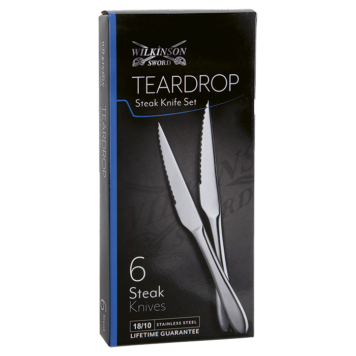 Teardrop 6 Piece Steak Knife Set - Silver