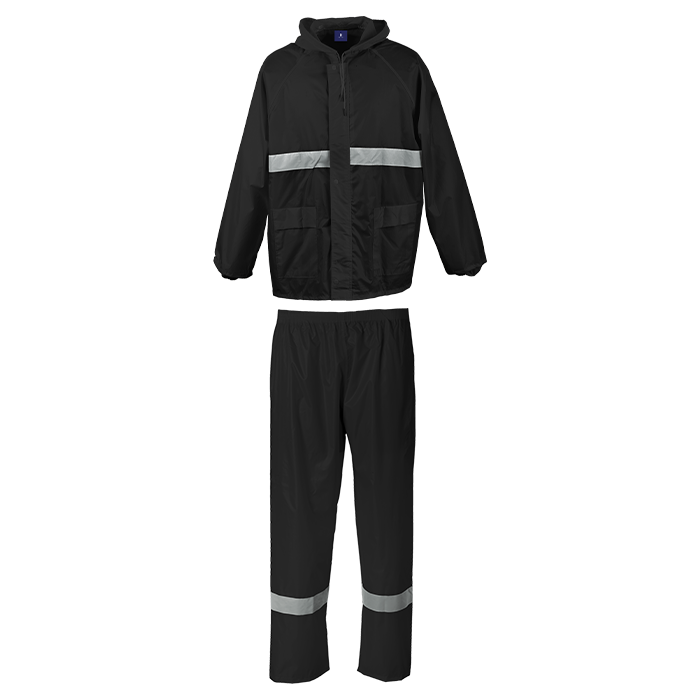 Barron Essential Rain Suit with Tape - Black/Reflect