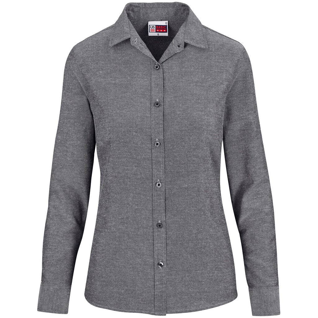Ladies Long Sleeve Oxford Shirt - DARK GREY