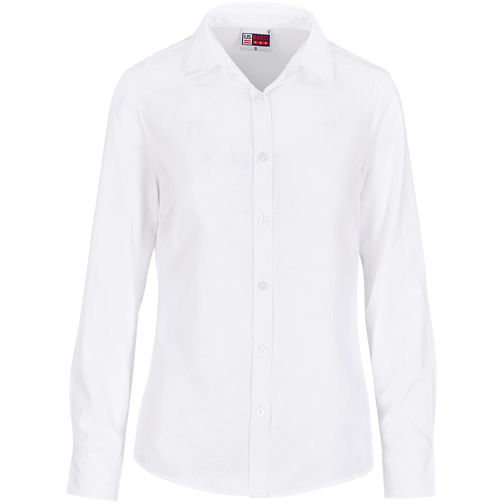 Ladies Long Sleeve Oxford Shirt - WHITE
