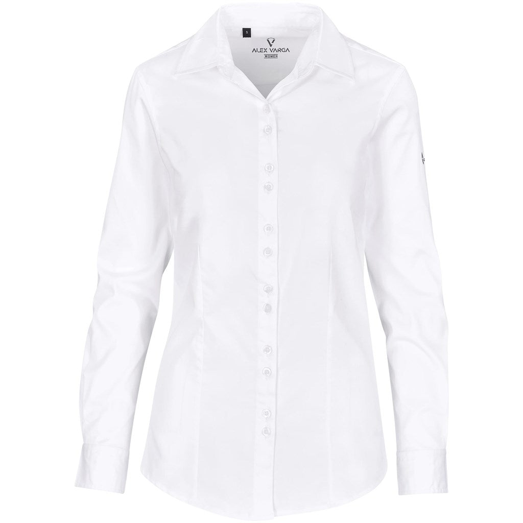 Ladies Long Sleeve Alex Varga Opus Stretch Shirt - WHITE