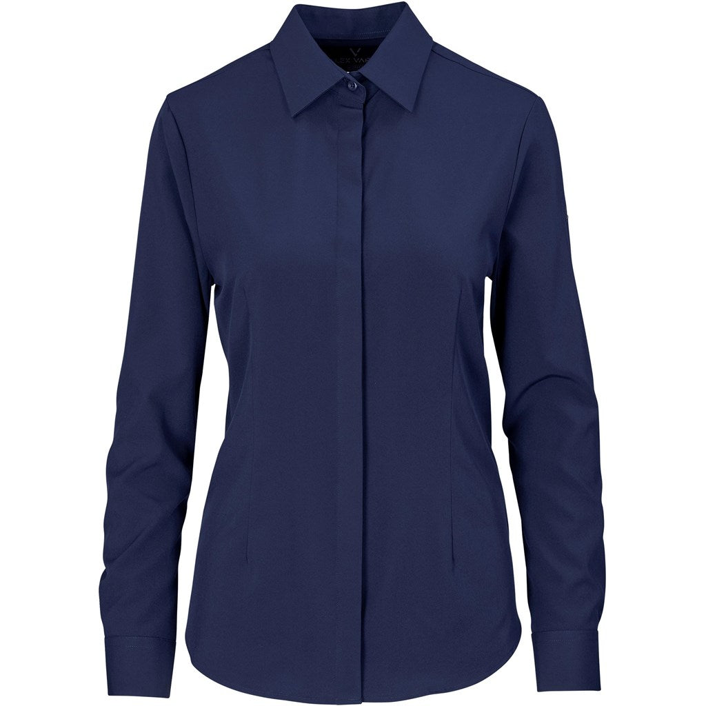 Ladies Long Sleeve Alex Varga Sorrento Shirt - NAVY