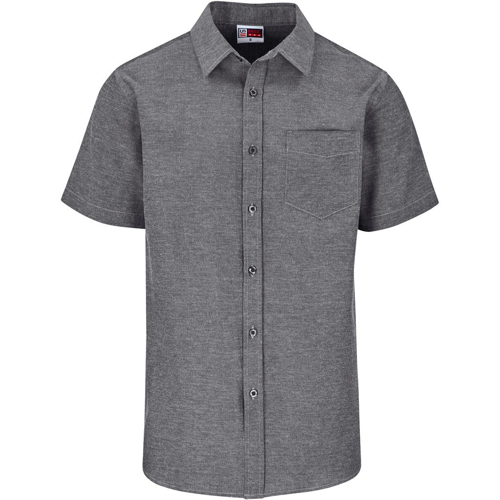 Mens Short Sleeve Oxford Shirt - DARK GREY