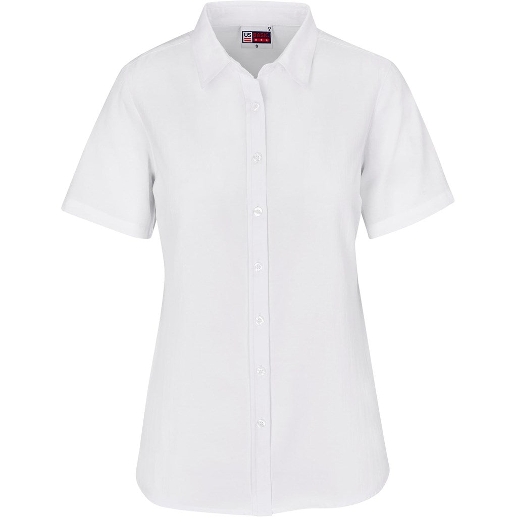 Ladies Short Sleeve Oxford Shirt - WHITE