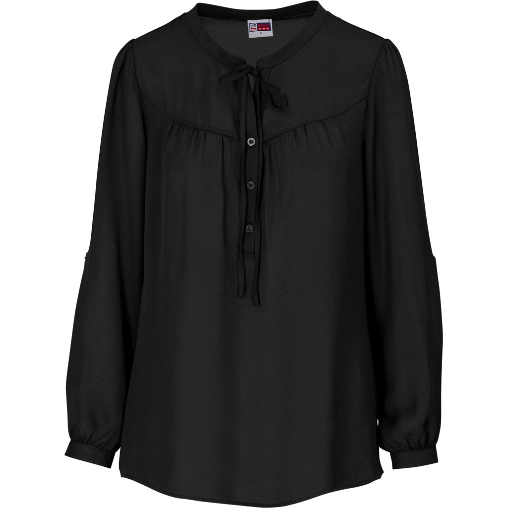Ladies Long Sleeve Candice Blouse - BLACK