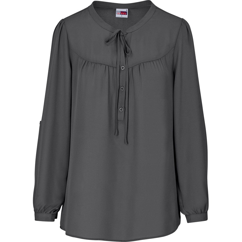 Ladies Long Sleeve Candice Blouse - GREY