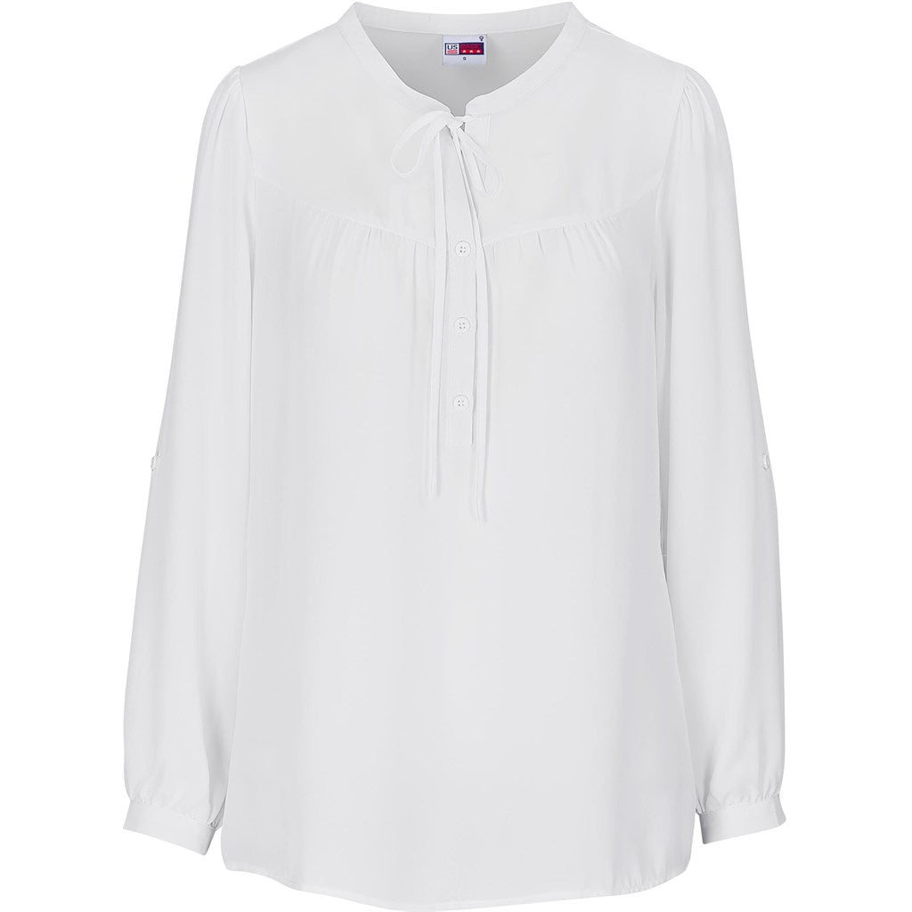 Ladies Long Sleeve Candice Blouse - WHITE