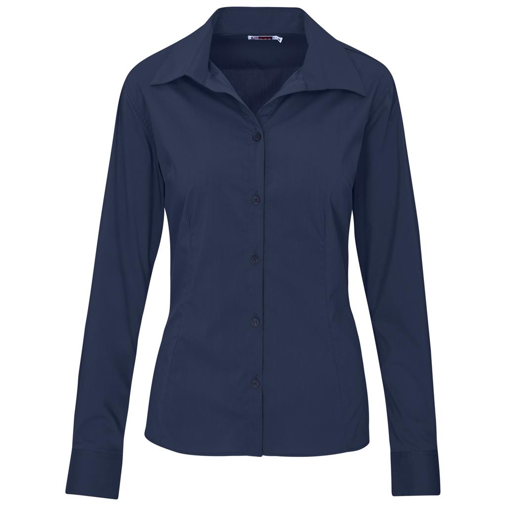 Ladies Long Sleeve Sheffield Stretch Shirt - NAVY