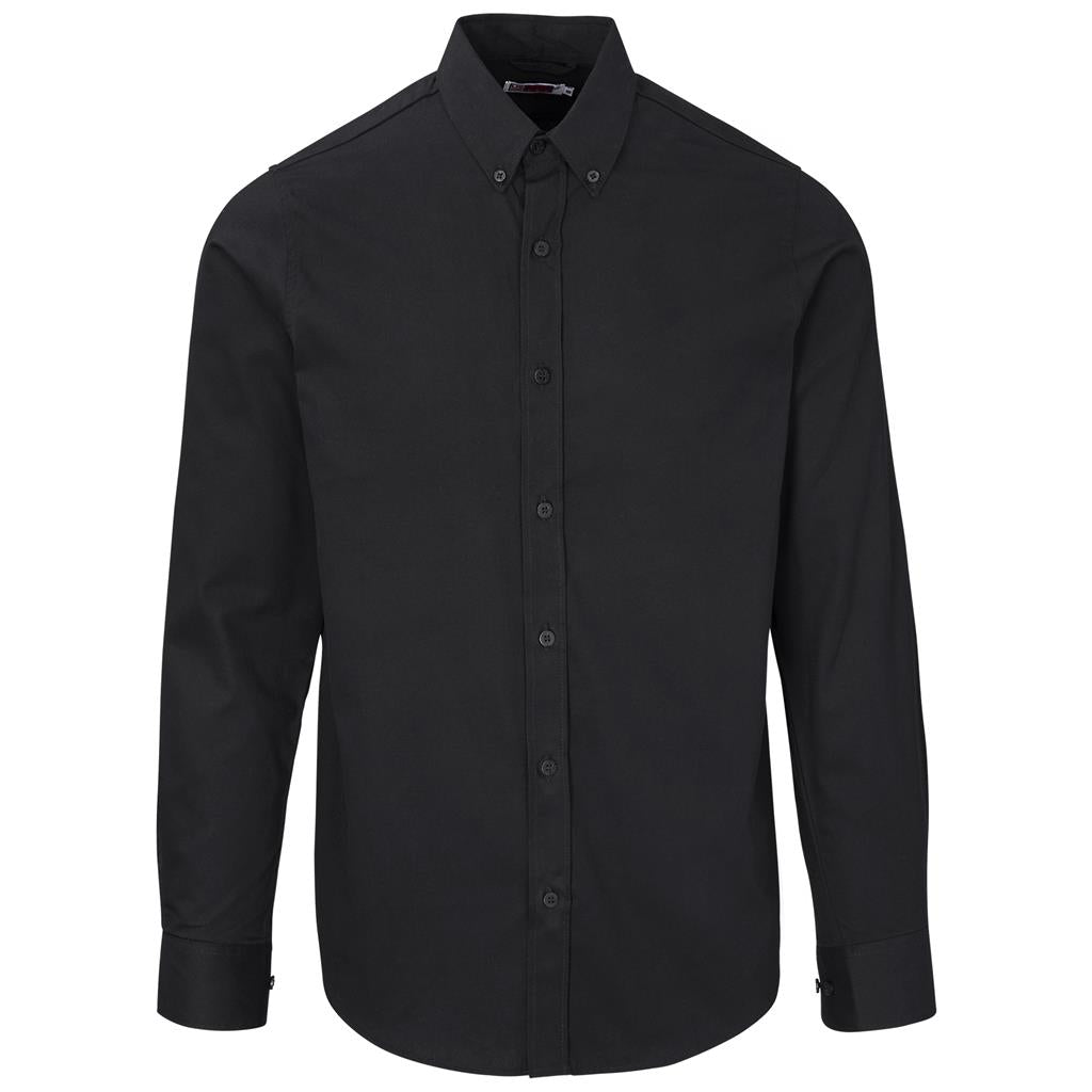 Mens Long Sleeve Brushed Cotton Twill Moderna Shirt - BLACK