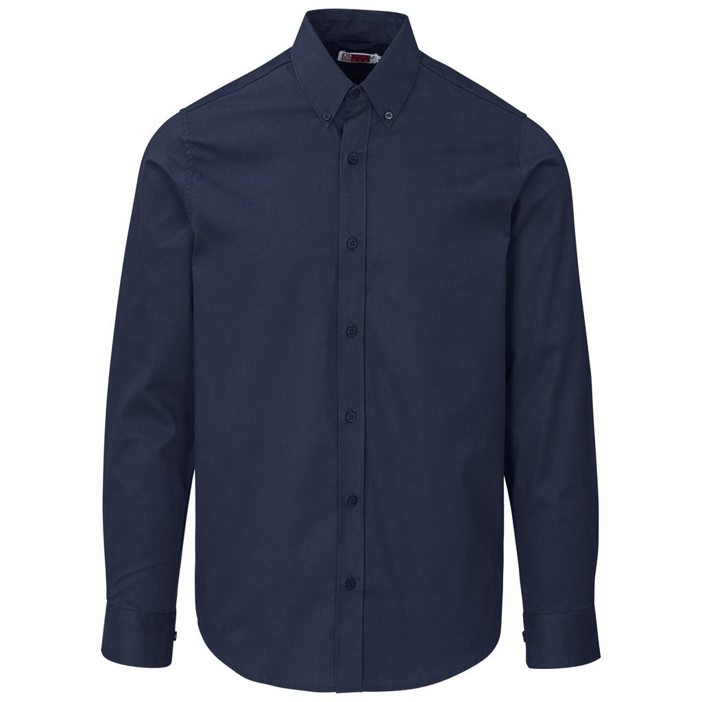 Mens Long Sleeve Brushed Cotton Twill Moderna Shirt - NAVY