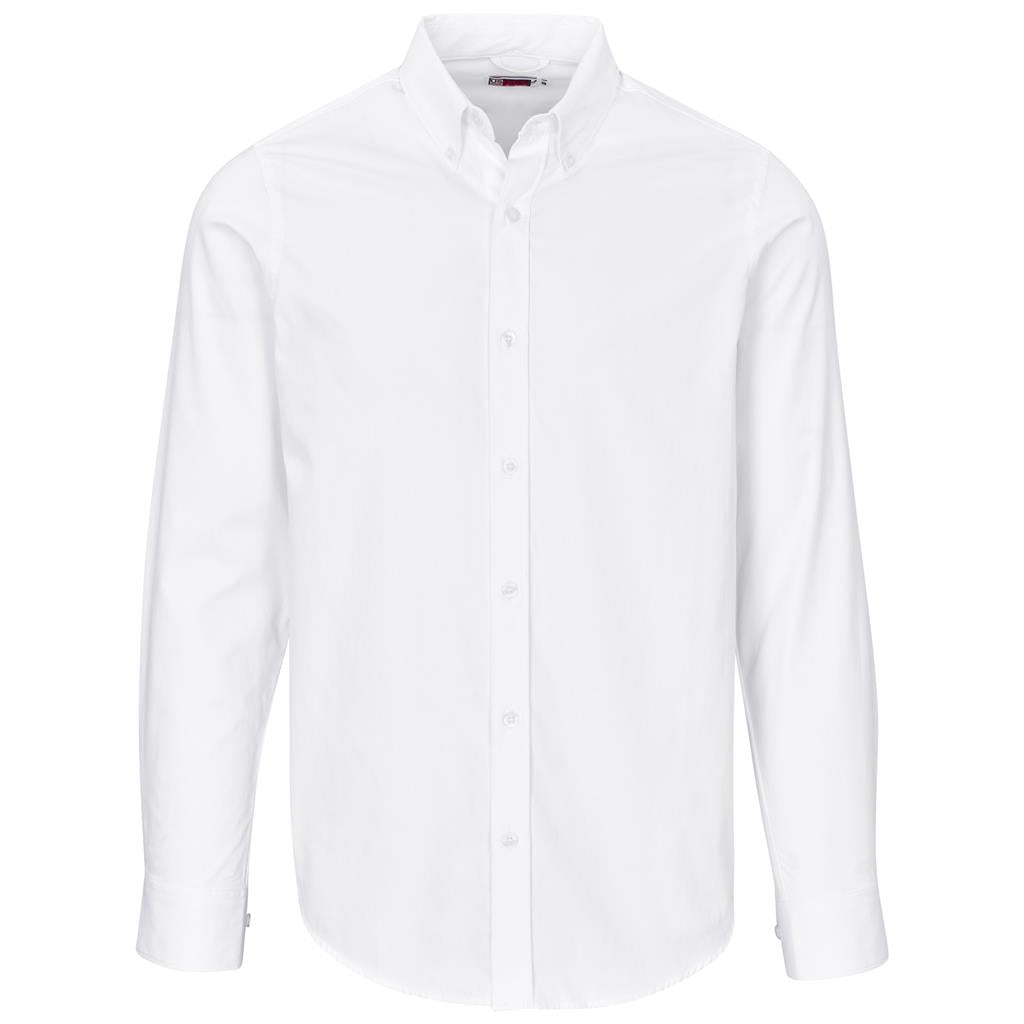Mens Long Sleeve Brushed Cotton Twill Moderna Shirt - WHITE