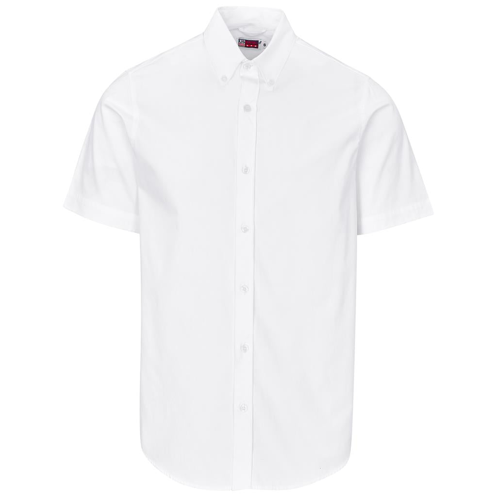 Mens Short Sleeve Brushed Cotton Twill Moderna Shirt - WHITE
