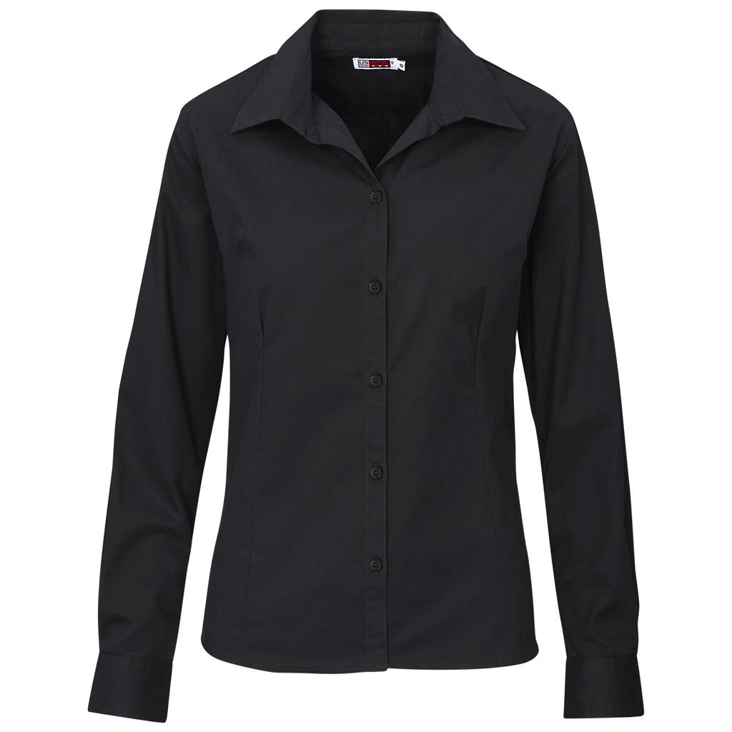 Ladies Long Sleeve Brushed Cotton Twill Moderna Shirt - BLACK