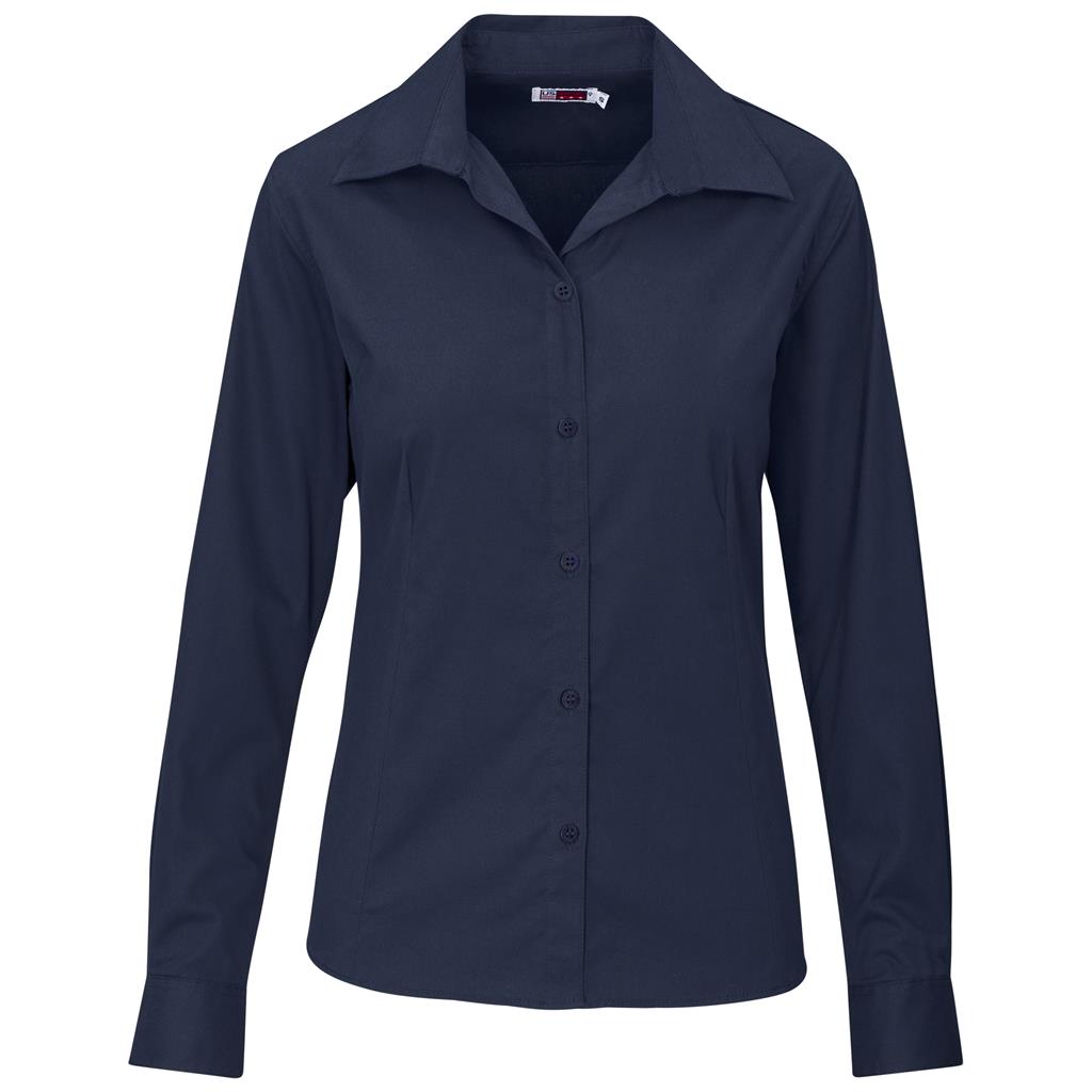 Ladies Long Sleeve Brushed Cotton Twill Moderna Shirt - NAVY