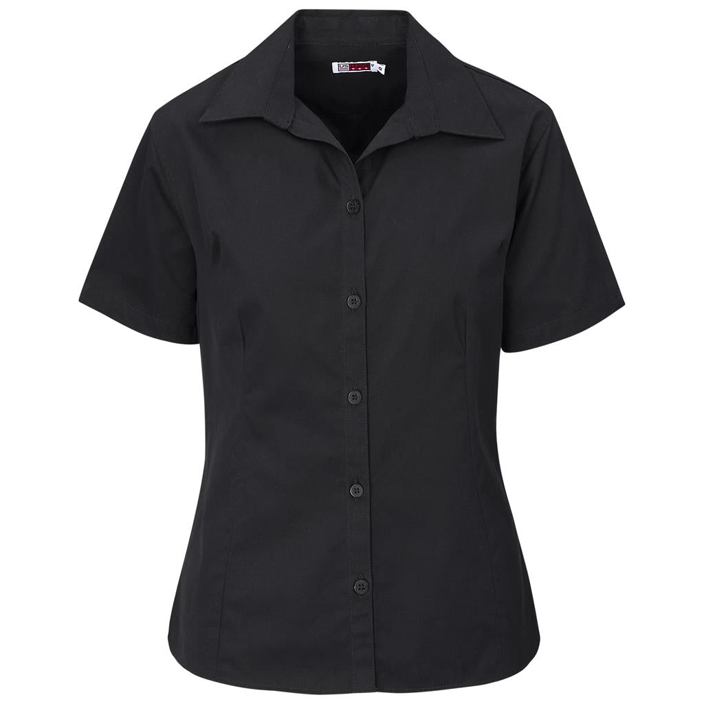 Ladies Short Sleeve Brushed Cotton Twill Moderna Shirt - BLACK