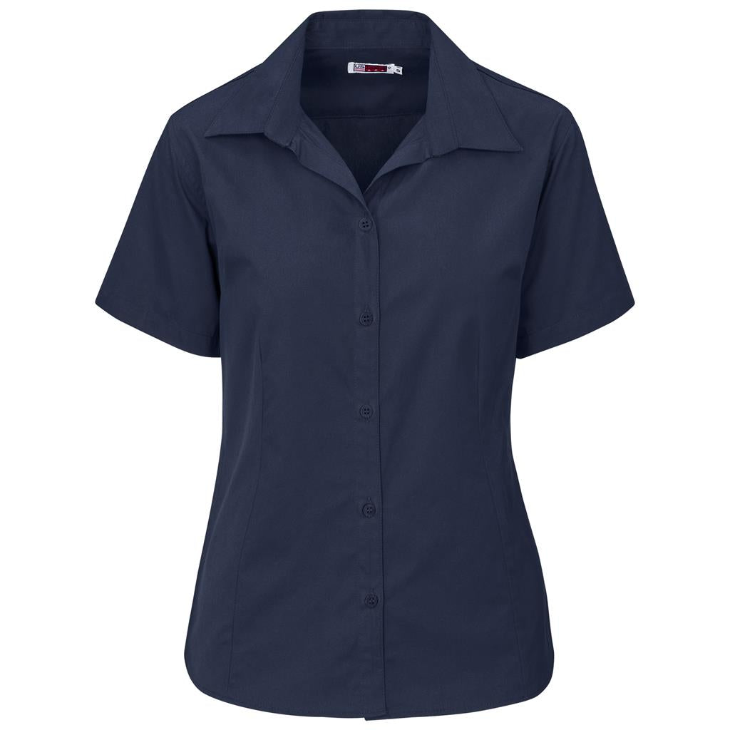 Ladies Short Sleeve Brushed Cotton Twill Moderna Shirt - NAVY