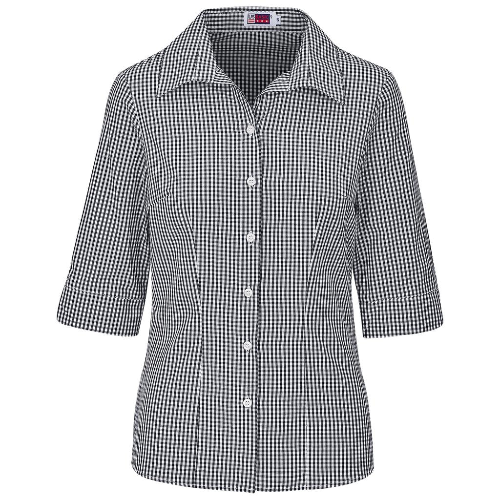 Ladies 3/4 Sleeve Ashford Shirt - BLACK