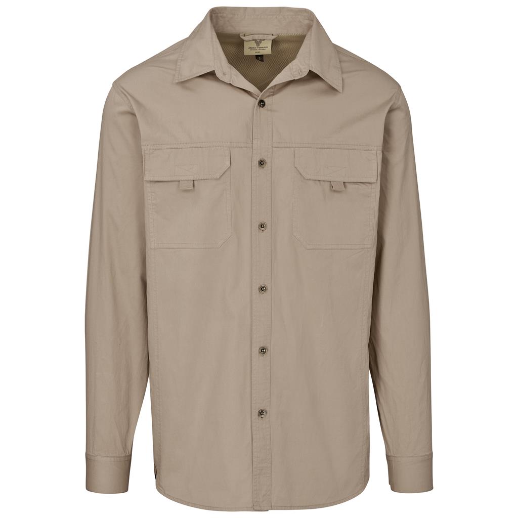 Mens Long Sleeve Mawenzi Twill Shirt - KHAKI