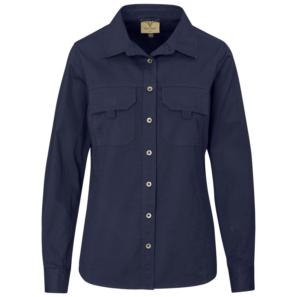 Ladies Long Sleeve Mawenzi Twill Shirt - NAVY
