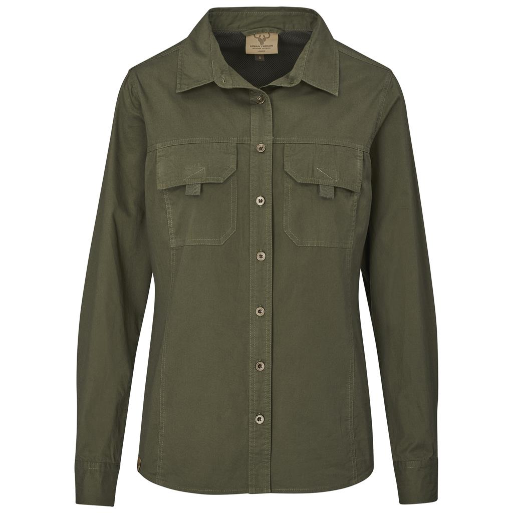 Ladies Long Sleeve Mawenzi Twill Shirt - OLIVE