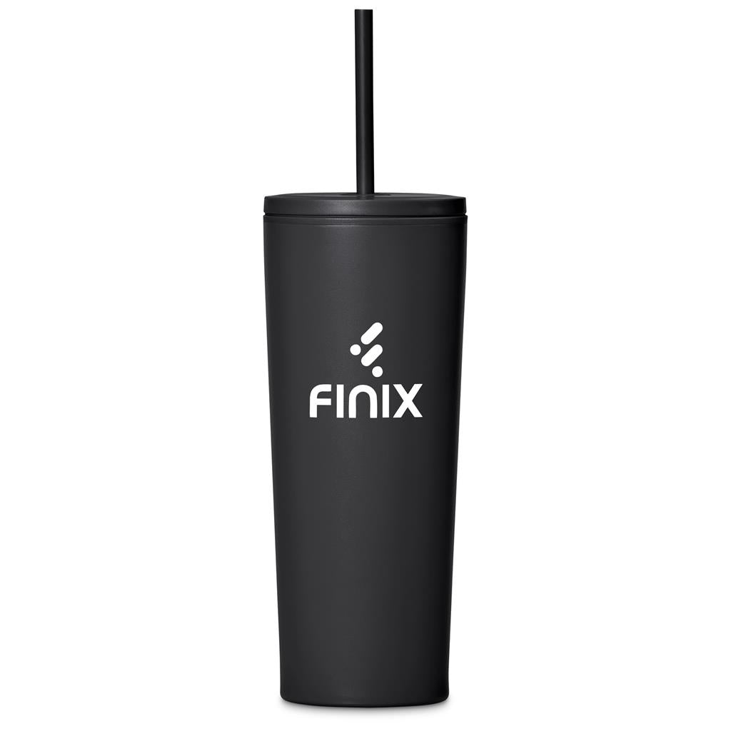 Kooshty Concorde Stainless Steel & Plastic Double-Wall Tumbler & Straw - 720ml - BLACK